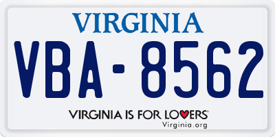 VA license plate VBA8562