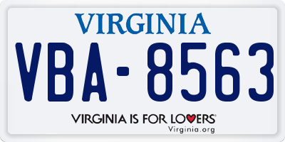 VA license plate VBA8563