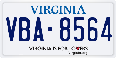 VA license plate VBA8564