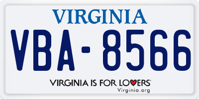 VA license plate VBA8566