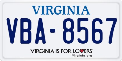 VA license plate VBA8567