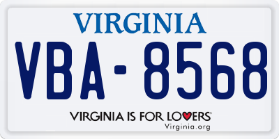VA license plate VBA8568
