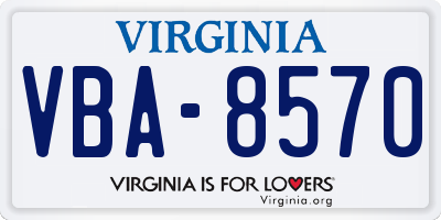 VA license plate VBA8570
