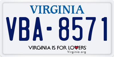 VA license plate VBA8571