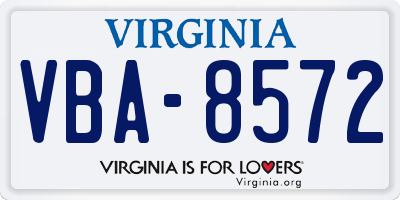 VA license plate VBA8572