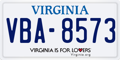 VA license plate VBA8573