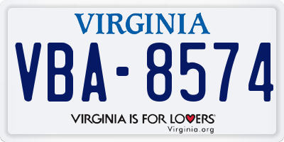 VA license plate VBA8574