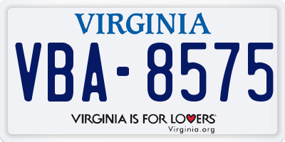 VA license plate VBA8575