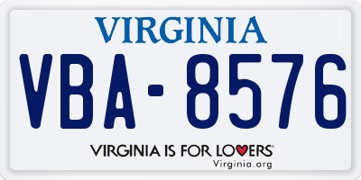 VA license plate VBA8576
