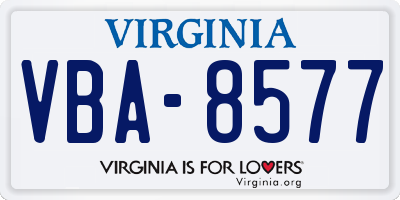 VA license plate VBA8577