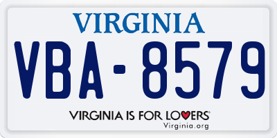 VA license plate VBA8579