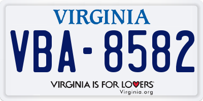VA license plate VBA8582