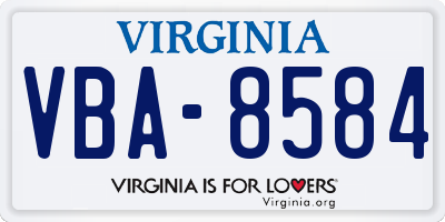 VA license plate VBA8584