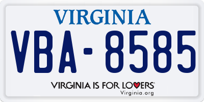 VA license plate VBA8585