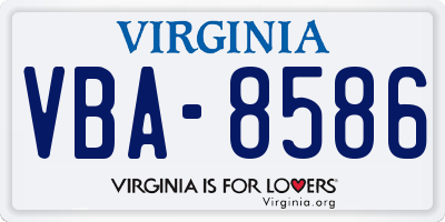 VA license plate VBA8586