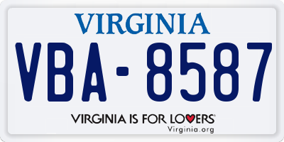 VA license plate VBA8587