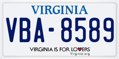 VA license plate VBA8589