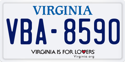 VA license plate VBA8590