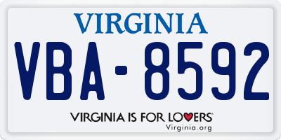 VA license plate VBA8592