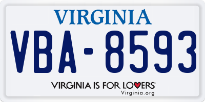 VA license plate VBA8593