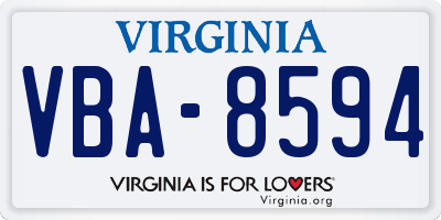 VA license plate VBA8594