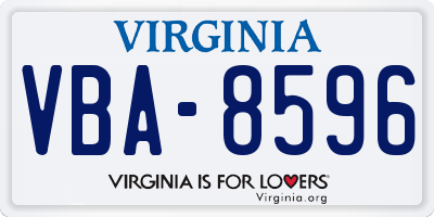 VA license plate VBA8596