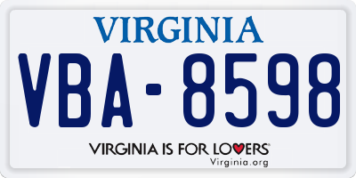 VA license plate VBA8598