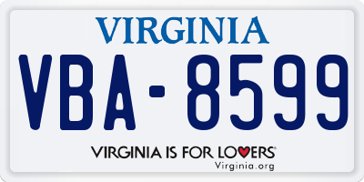 VA license plate VBA8599