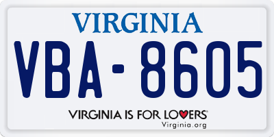 VA license plate VBA8605