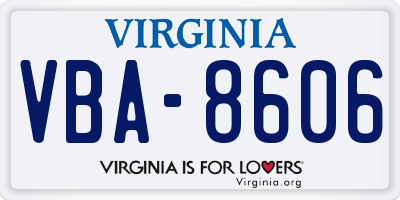 VA license plate VBA8606