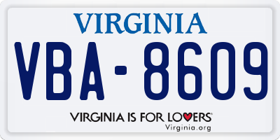 VA license plate VBA8609