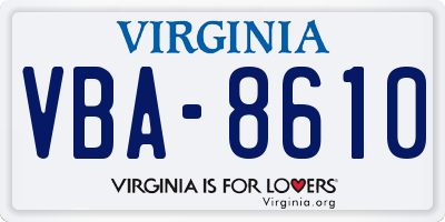 VA license plate VBA8610
