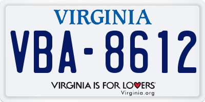 VA license plate VBA8612