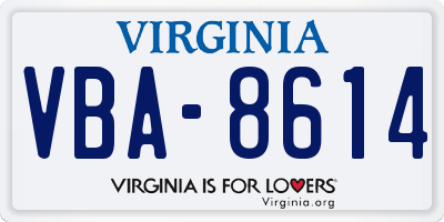 VA license plate VBA8614