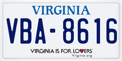 VA license plate VBA8616