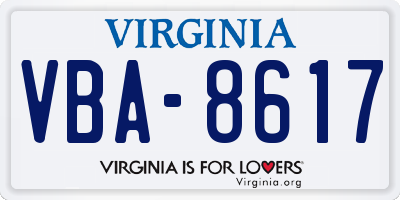 VA license plate VBA8617
