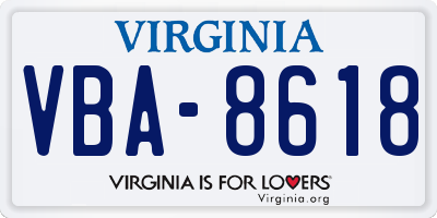 VA license plate VBA8618