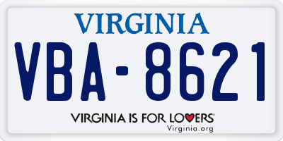 VA license plate VBA8621
