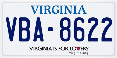 VA license plate VBA8622