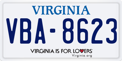 VA license plate VBA8623