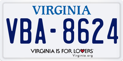 VA license plate VBA8624