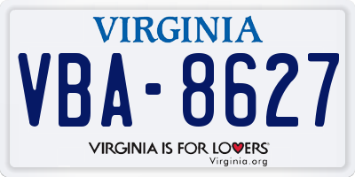 VA license plate VBA8627