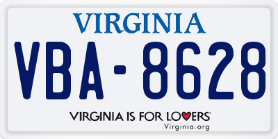 VA license plate VBA8628