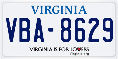 VA license plate VBA8629