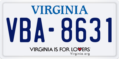 VA license plate VBA8631