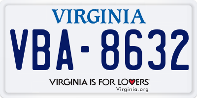 VA license plate VBA8632