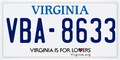 VA license plate VBA8633