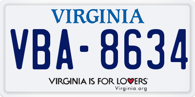 VA license plate VBA8634