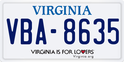 VA license plate VBA8635
