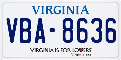 VA license plate VBA8636